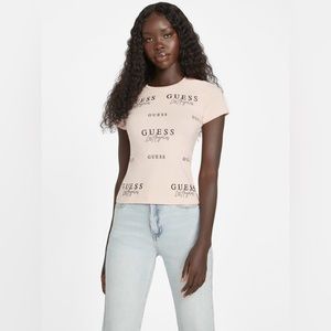 Guess Eco Catae Rhinestone Logo Tee NWT